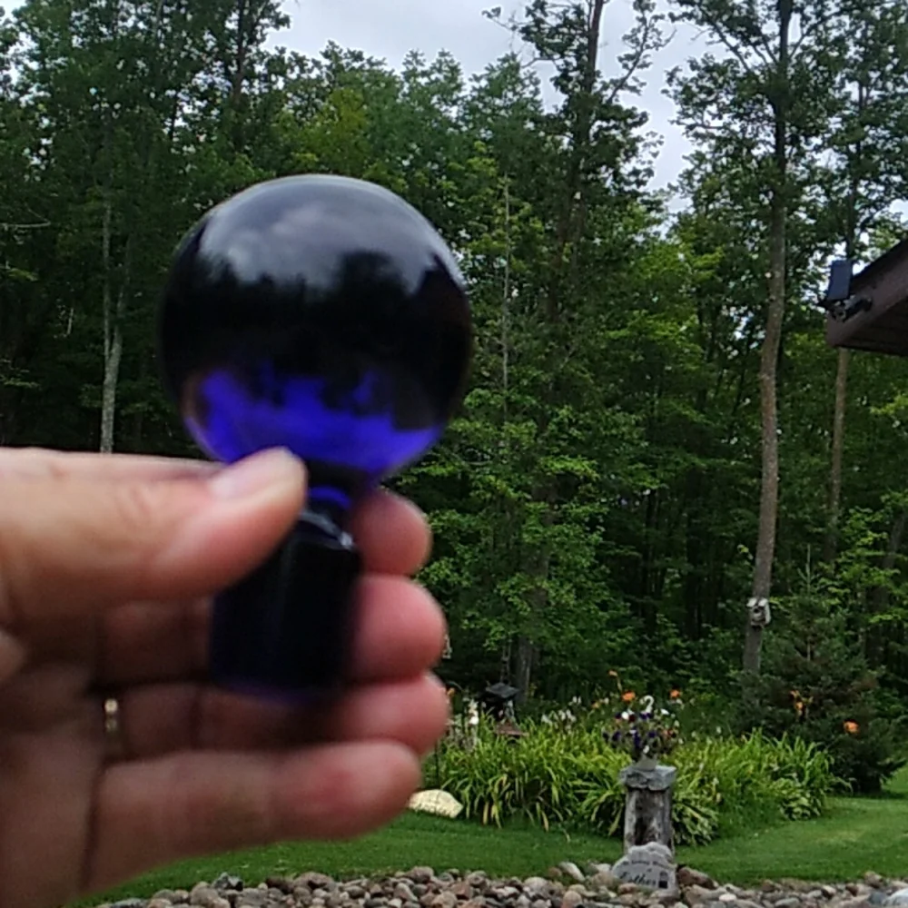 Vintage CRYSTAL Large Blue Bottle Stopper Art Glass Decanter  VNPLVC